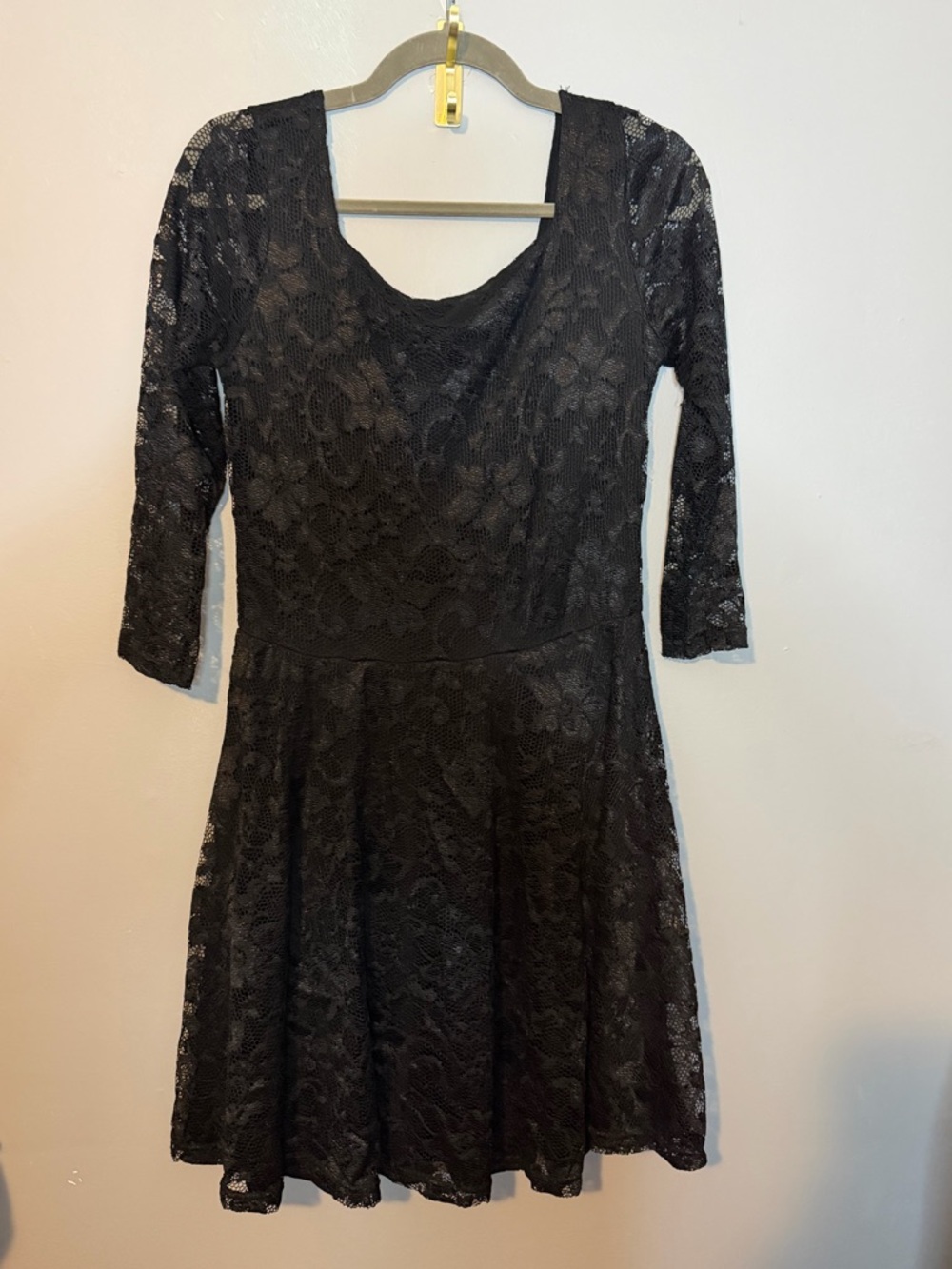 Stetson Black Lace Long-Sleeve Fit & Flare Dress - Picture 1 of 4